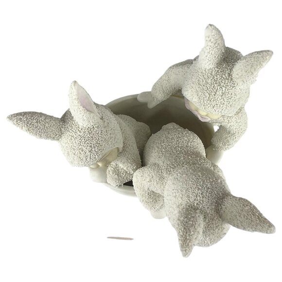 1995 Dept 56 Snowbunnies Figurine Rub A Dub Dub 3 Bunnies In A Tub Easter Egg - Picture 9 of 10